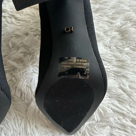 Cape Robbin Faina Knit Sock Boots Block Heel Pointed Toe Black Size 7 New In Box - Picture 8 of 9